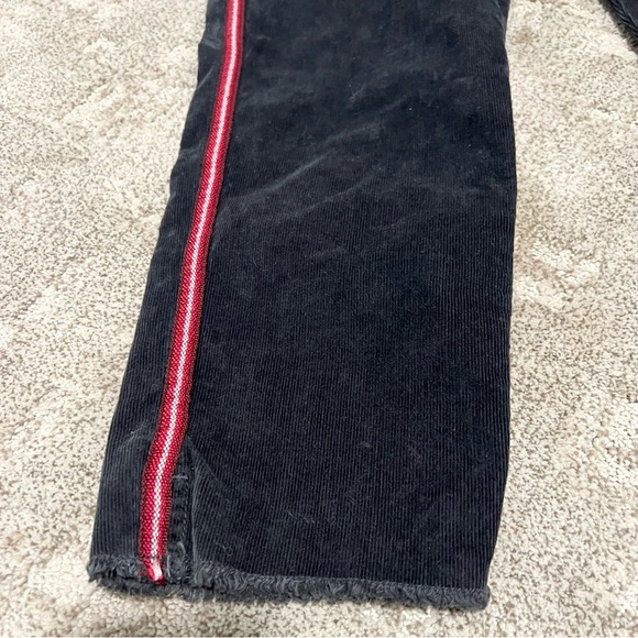 Sundry Anthropologie Blk Side Stripe Raw Hem Corduroy Le Soleil Ankle Pants Sz30 - Picture 3 of 7